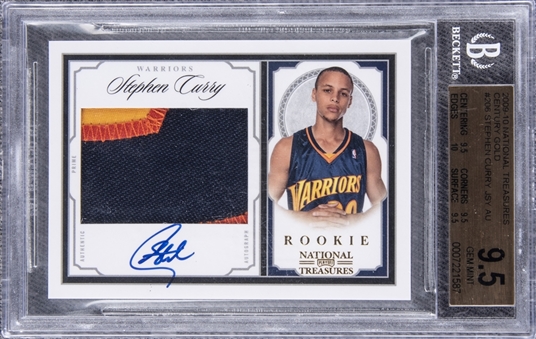 2009/10 Panini National Treasures "Century Gold" #206 Stephen Curry Signed Patch Rookie Card (#10/25) – BGS GEM MT 9.5/BGS 10